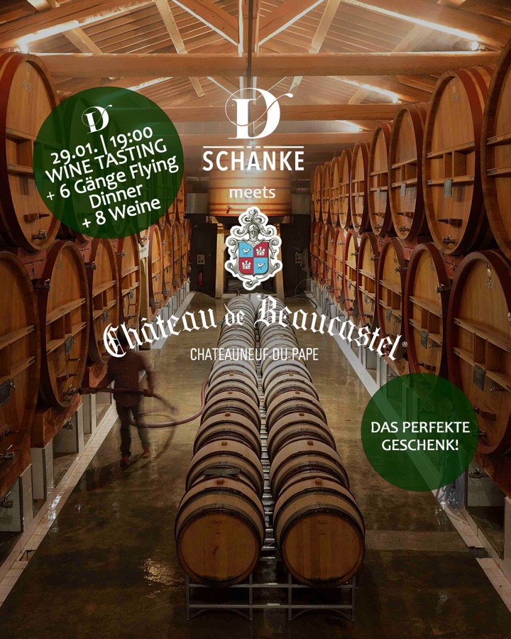 D-Schänke meets Château de Beaucastel, wine tasting in the barrel cellar